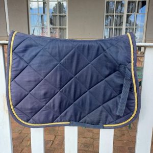 Preloved Show Master GP Numnah – Navy with Gold Piping | Full